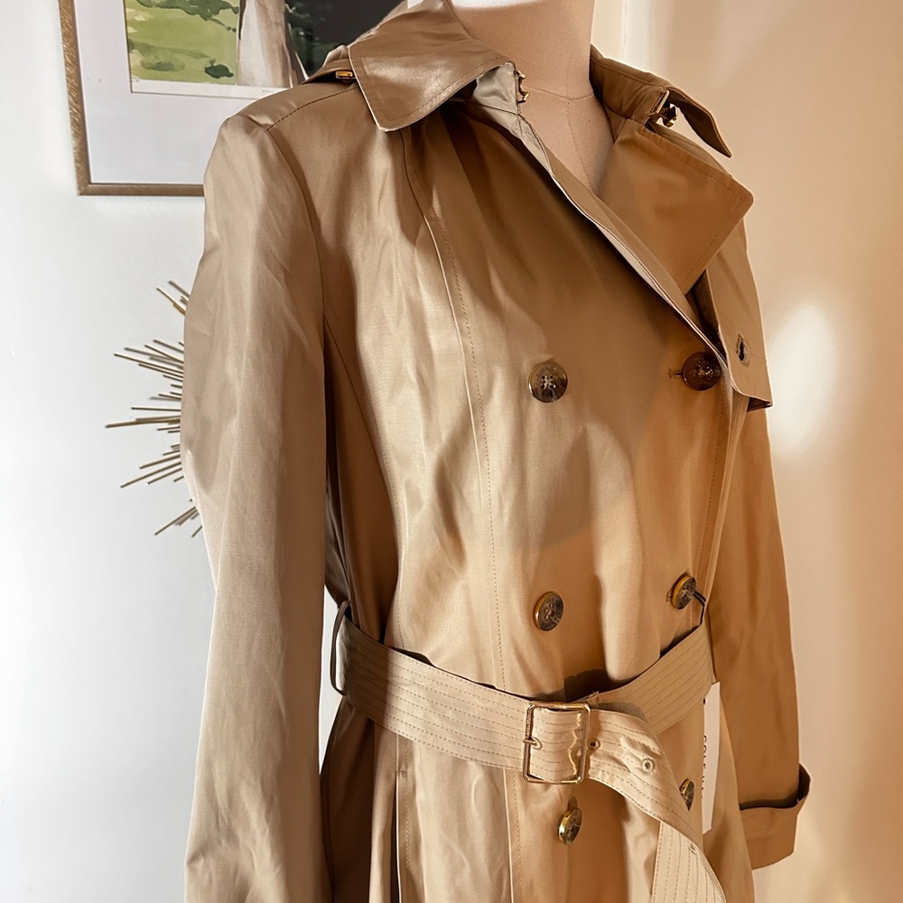 Cole Haan Double-Breasted Tan Trench Coat L - Picture 11 of 11